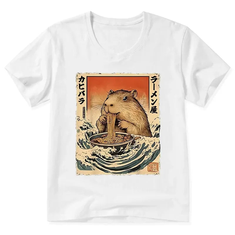 japanese hamster eating ramen v-neck tee