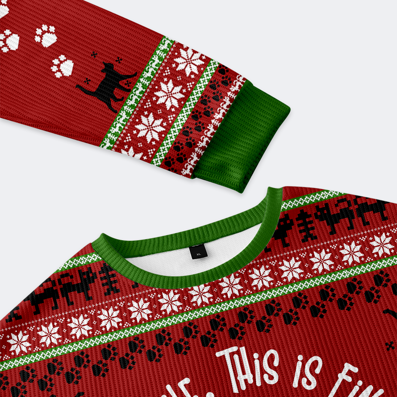 Kyoto-Lion Cat Everything is fine Ugly Sweatshirt