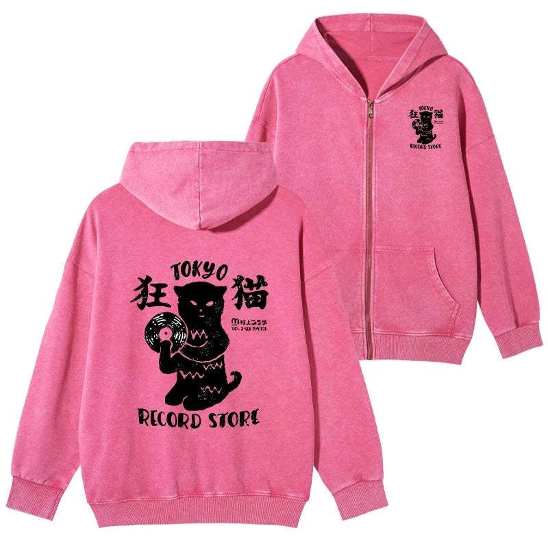 Tokyo Record Store Cat Hoodie Best Seller