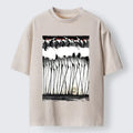 Kyoto-Lion Crane Flock Ancient Painting Washed T-Shirt