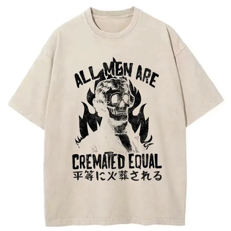 Kyoto-Lion All Men Are Cremated Equal Washed T-Shirt
