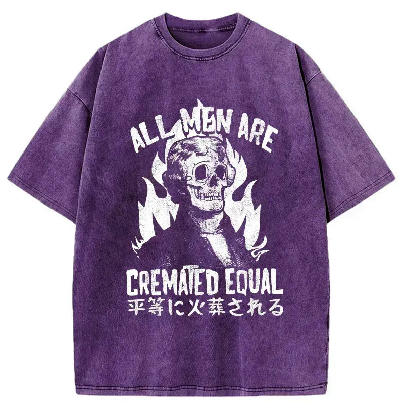 Kyoto-Lion All Men Are Cremated Equal Washed T-Shirt