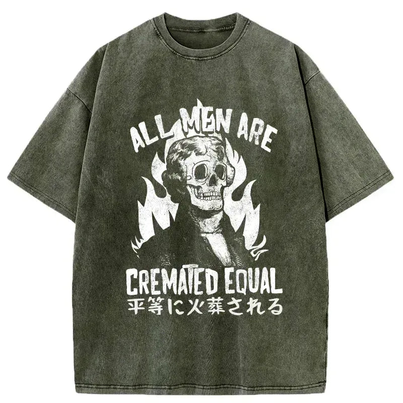 Kyoto-Lion All Men Are Cremated Equal Washed T-Shirt