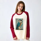 owl woodblock art t-shirt for summer vacation