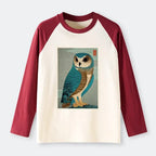 owl woodblock art t-shirt for summer vacation