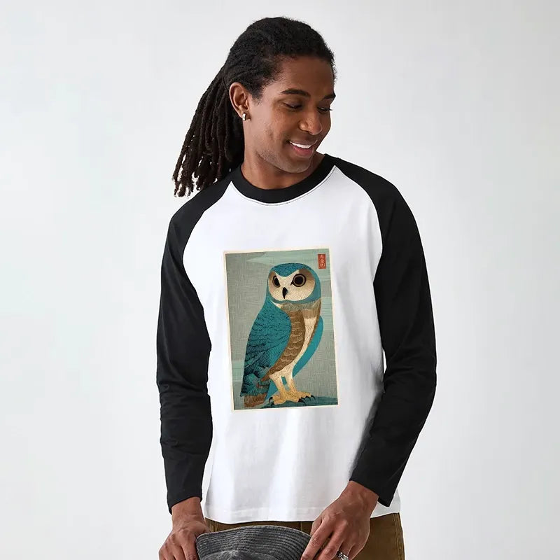 owl woodblock art t-shirt for summer vacation