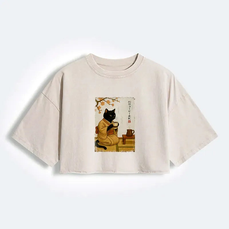 Japanese Vintage Black Cat T-Shirt