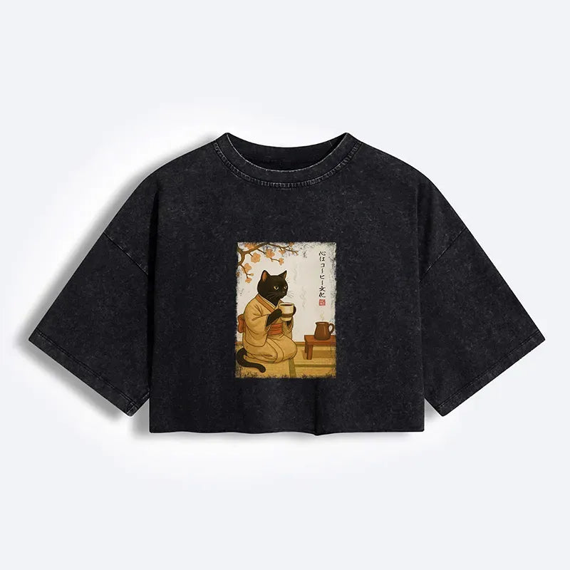 Japanese Vintage Black Cat T-Shirt