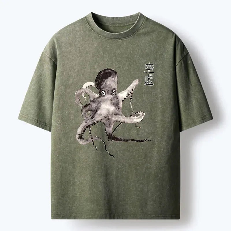 japanese ink painting octopus t-shirt