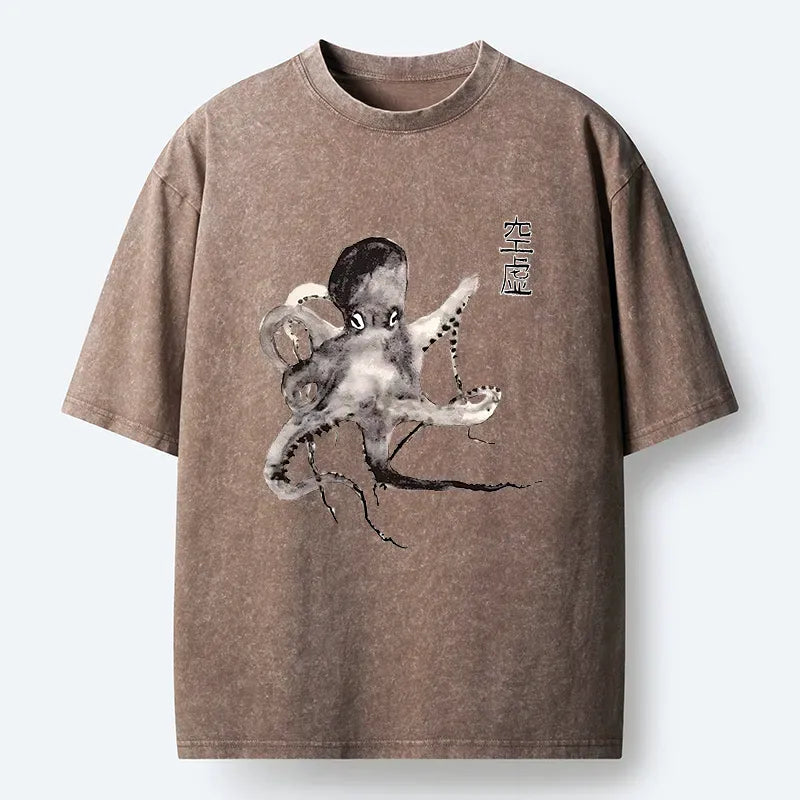 japanese ink painting octopus t-shirt
