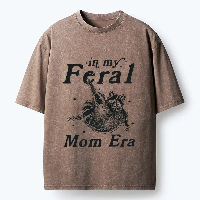 Kyoto-Lion Feral Mom Raccoon Meme Art Washed T-Shirt