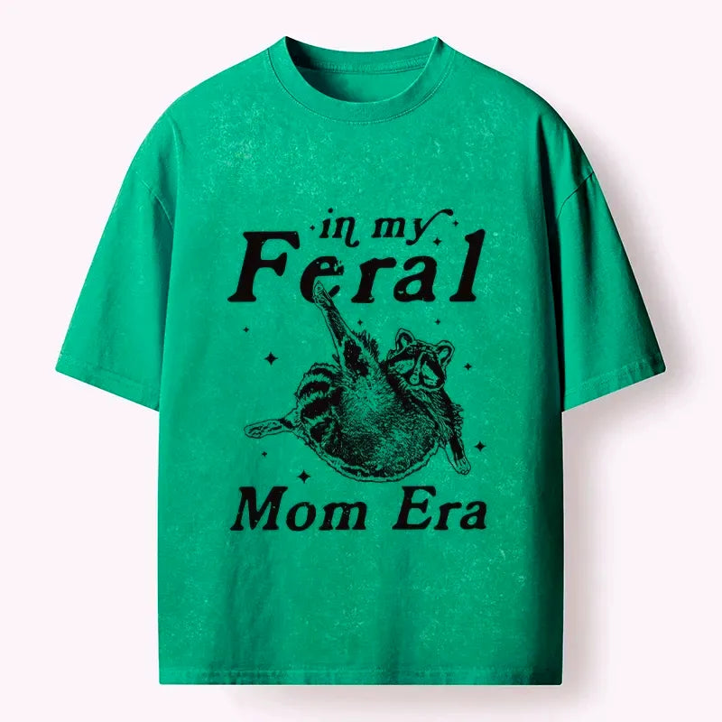 Kyoto-Lion Feral Mom Raccoon Meme Art Washed T-Shirt