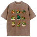 Kyoto-Lion Japanese Food Frog Series Washed T-Shirt