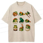 Japanese Food Frog Washed T-Shirt for Gift