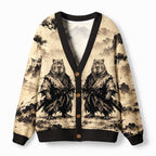 Kyoto-Lion Calm Blade Capybara Samurai Ugly Cardigan Sweater