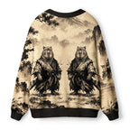 Kyoto-Lion Calm Blade Capybara Samurai Ugly Cardigan Sweater