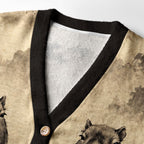 Kyoto-Lion Calm Blade Capybara Samurai Ugly Cardigan Sweater