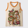 Japanese Dragon Tiger Mesh Tank Top for Summer