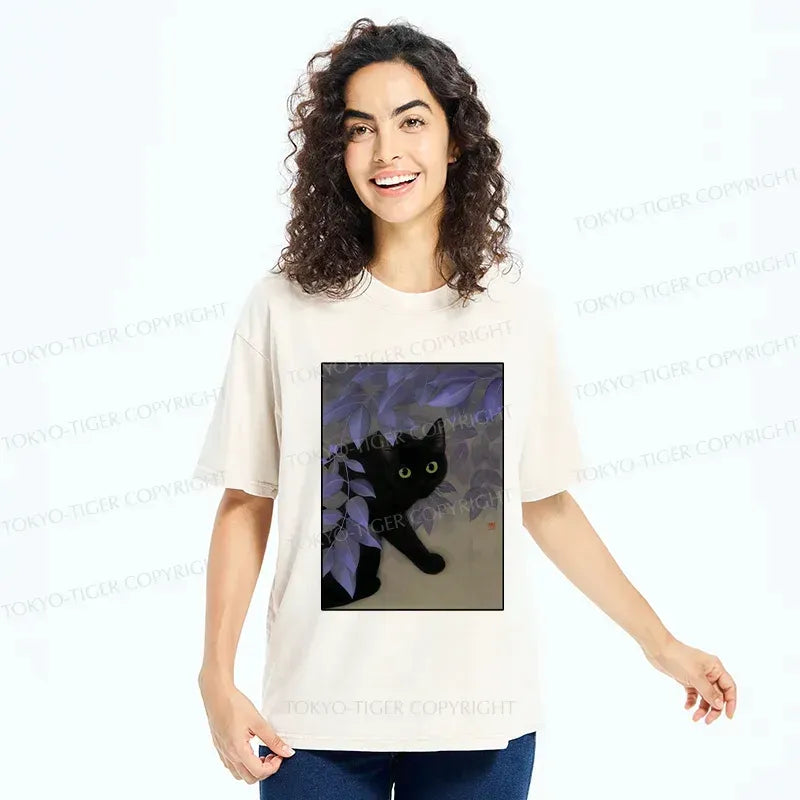 Vintage Sakura Cat T-Shirt for Vacation