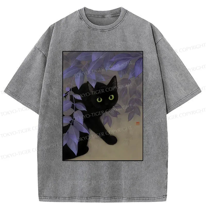 Vintage Sakura Cat T-Shirt for Vacation