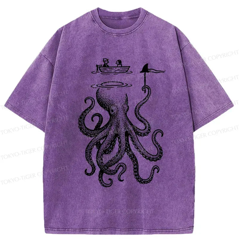 Kyoto-Lion Octopus Disguised As Shark Washed T-Shirt