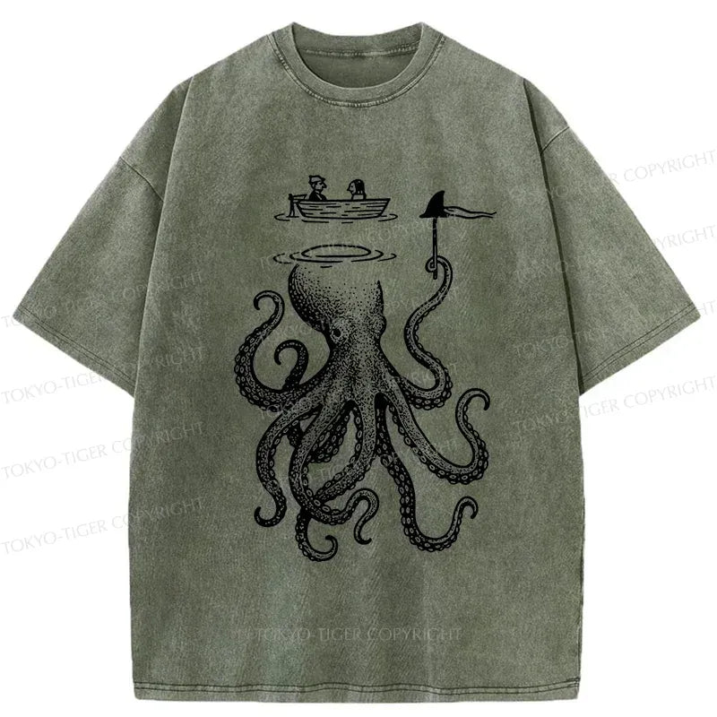 Kyoto-Lion Octopus Disguised As Shark Washed T-Shirt