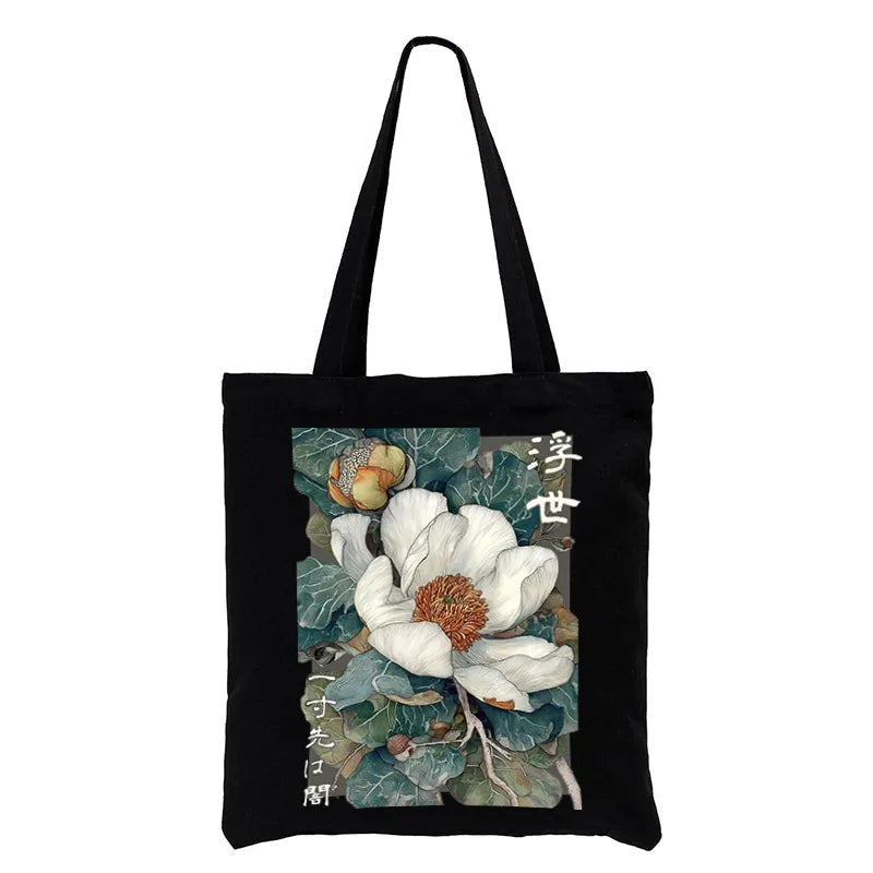Kyoto-Lion Ukiyoe Magnolia Flower Poster Tote Bag