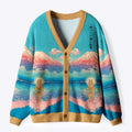 Kyoto-Lion Zen Whispers Of Capybara And Fuji Ugly Cardigan Sweater