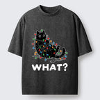 Kyoto-Lion Cute Christmas Black Cat Meme Washed T-Shirt