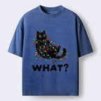 Kyoto-Lion Cute Christmas Black Cat Meme Washed T-Shirt
