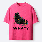 Kyoto-Lion Cute Christmas Black Cat Meme Washed T-Shirt