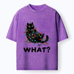Kyoto-Lion Cute Christmas Black Cat Meme Washed T-Shirt