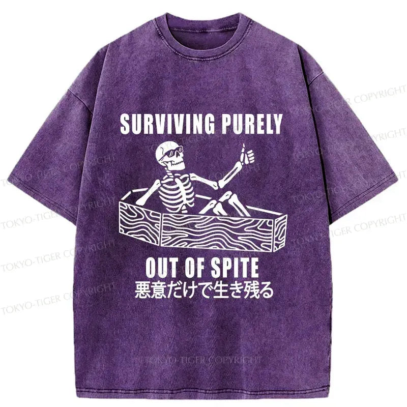 Kyoto-Lion Survival Skeleton Washed T-Shirt