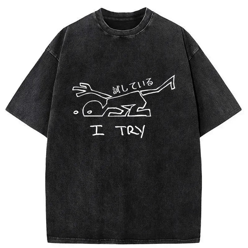 Kyoto-Lion I'm Trying Washed T-Shirt