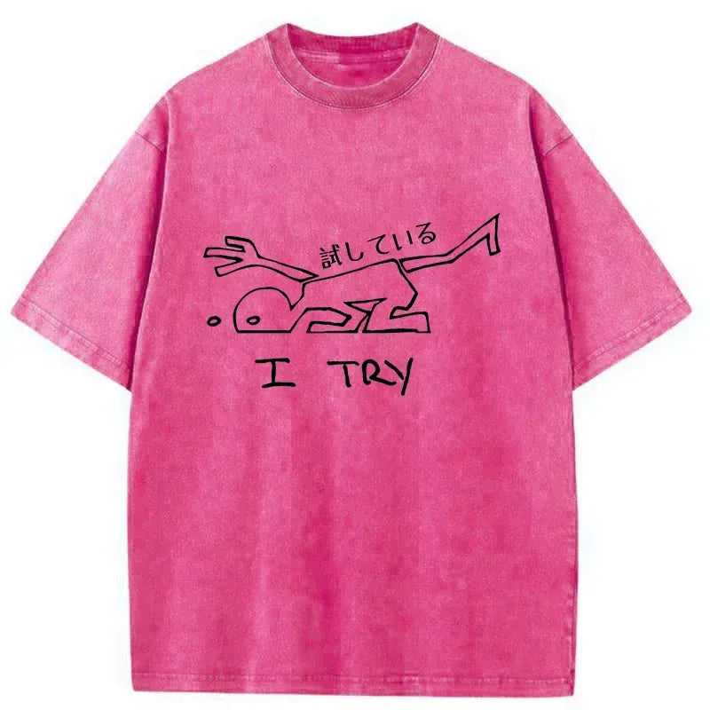 Japanese vintage washed t-shirt for daily wear