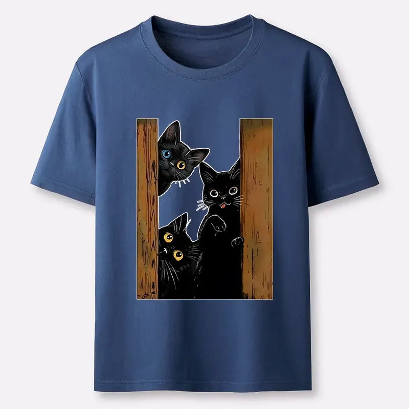 Kyoto-Lion Funny Cats Spying On You Classic T-Shirt