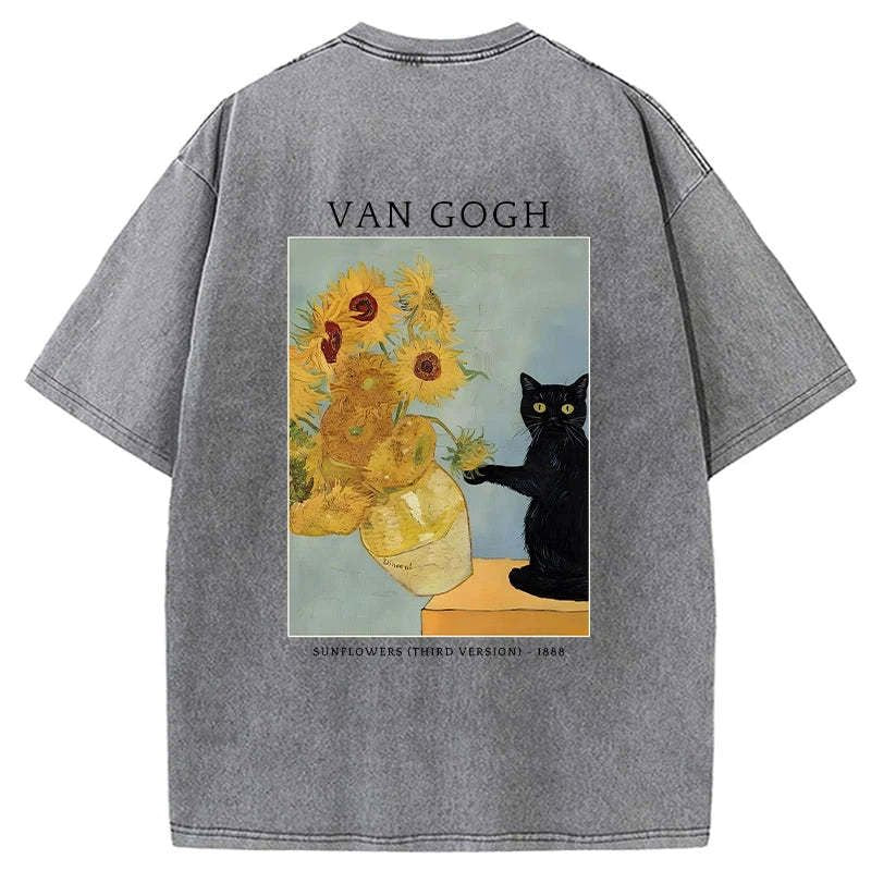 Kyoto Lion Black Cat T-Shirt for Casual Vacation
