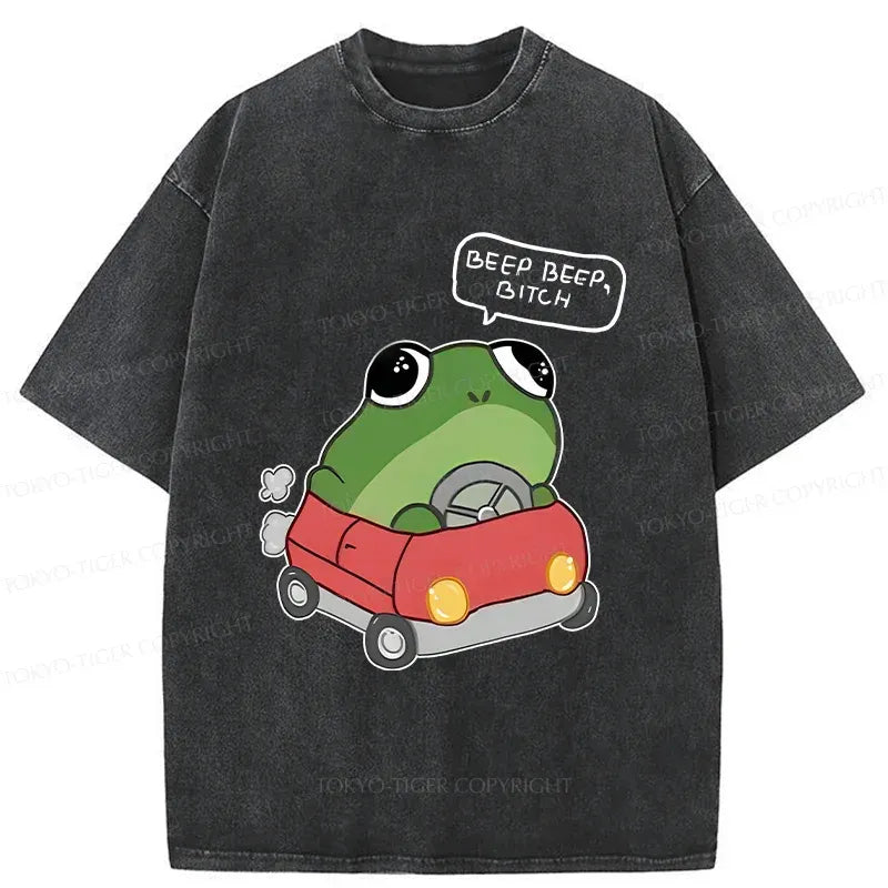 japanese frog driving t-shirt streetwear