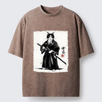 Trendy Samurai Cat T-Shirt for Daily Wear