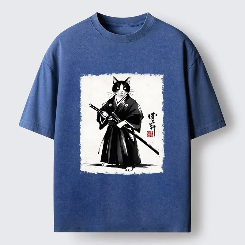 Vintage Japanese Samurai Cat Unisex T-Shirt