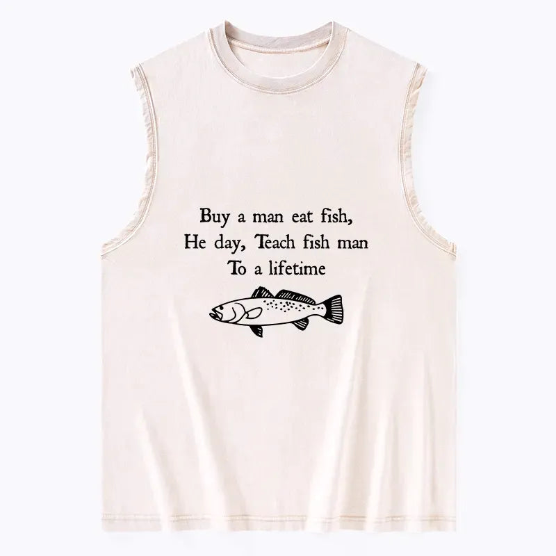 Kyoto-Lion Man Eat Fish Meme Washed Tank
