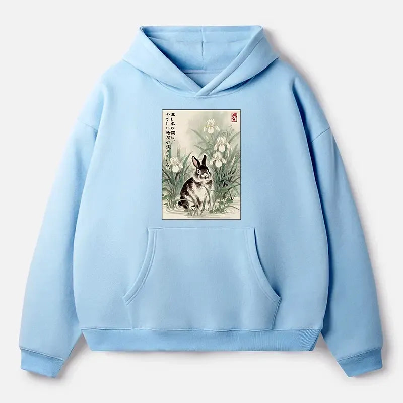 Unisex fleece hoodie with Japanese art