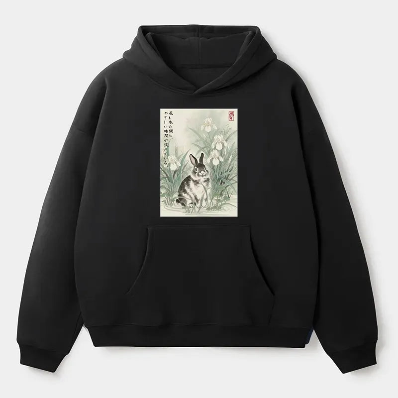 Unisex fleece hoodie with Japanese art