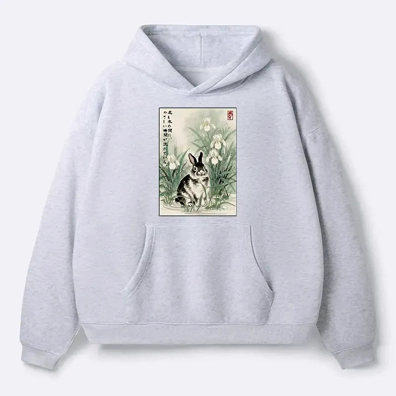 Unisex fleece hoodie with Japanese art