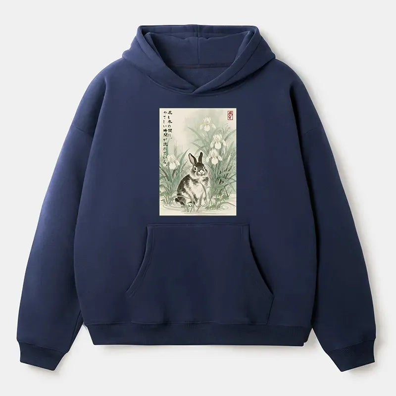 Unisex fleece hoodie with Japanese art