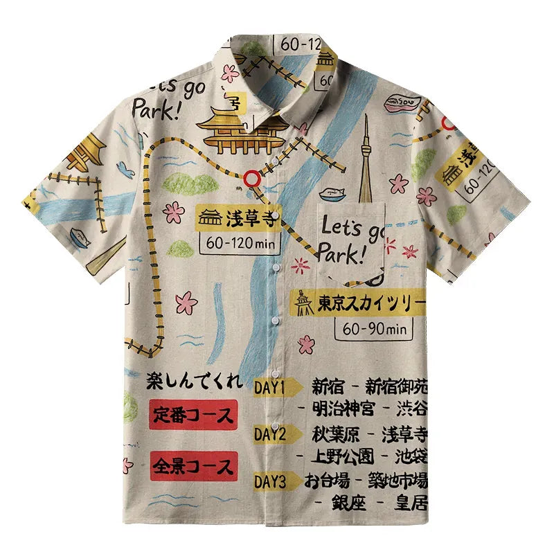 Ukiyo-e Style Button-up Shirt Gift Idea