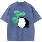 Kyoto-Lion Lotus Leaf And Frog Washed T-Shirt