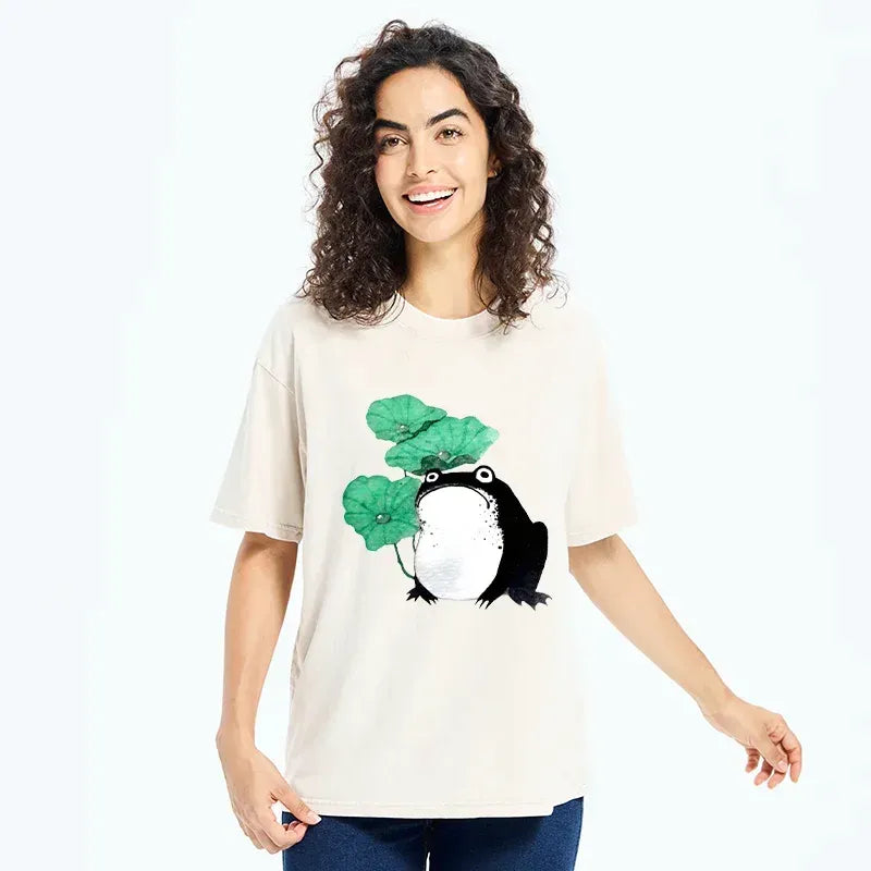 washed lotus leaf tee with free shipping