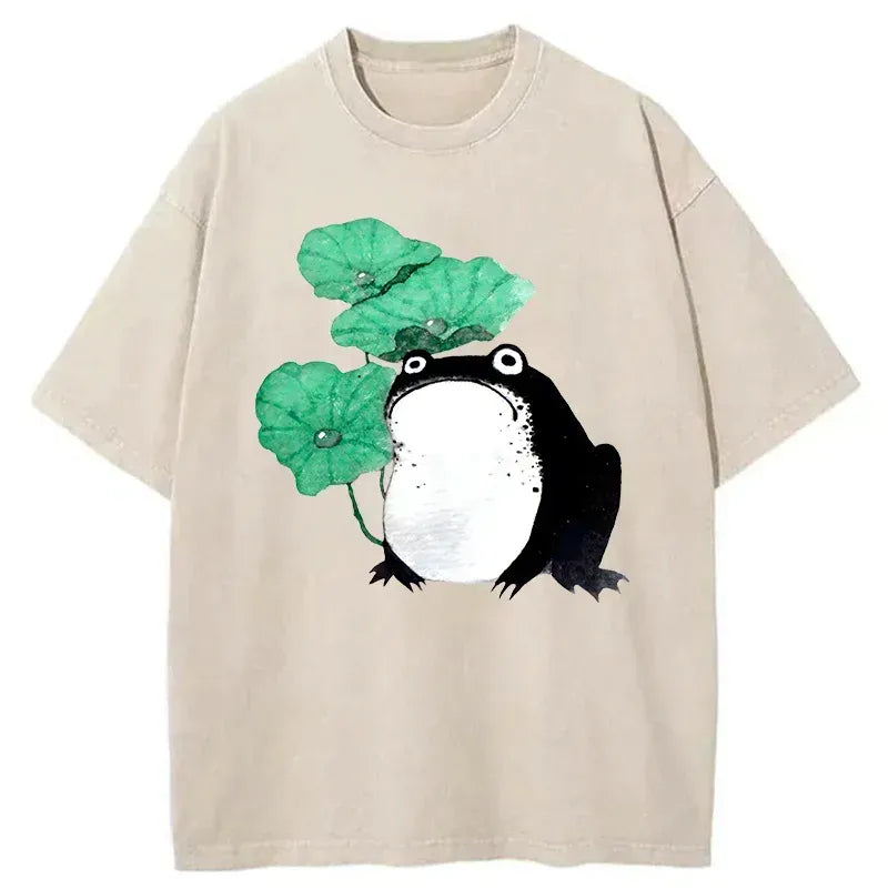 washed lotus leaf tee with free shipping