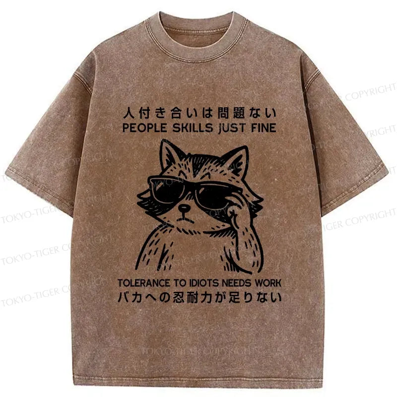 Kyoto-Lion Funny Tolerance To Idiots Needs Work Washed T-Shirt